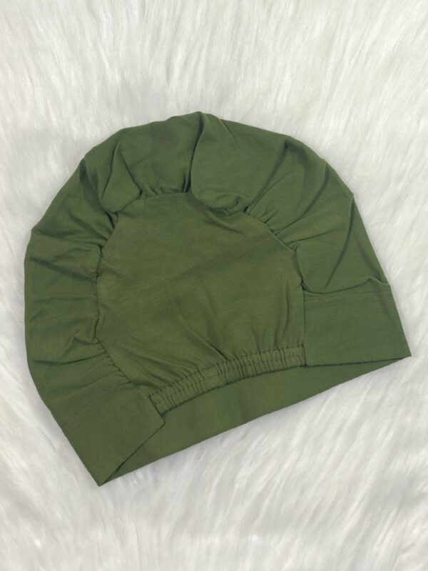 Elastic Inner Hijab Cap - Olive Green - Image 2
